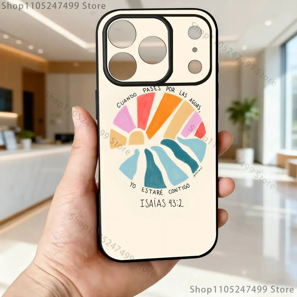 Spanish Jesus Bible Verse Phone Case For iPhone 17,16,15,14,13,12,Pro,Max,Plus,E,SE4,Air,Mini Black Soft Box