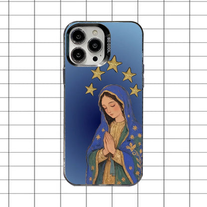 Virgin Mary Jesus Heart Phone Case For iPhone 16,15,14,13,12,11,8,7,Pro,Max,Plus,Mini,XS,SE Anti Fall Black Matte Hard