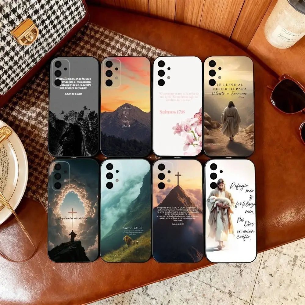 Jesus Bible Verse Spanish  Phone Case For Samsung Galaxy A73,A72,A71,A70,A53,A52,A51,Soft Silicone Black Cover