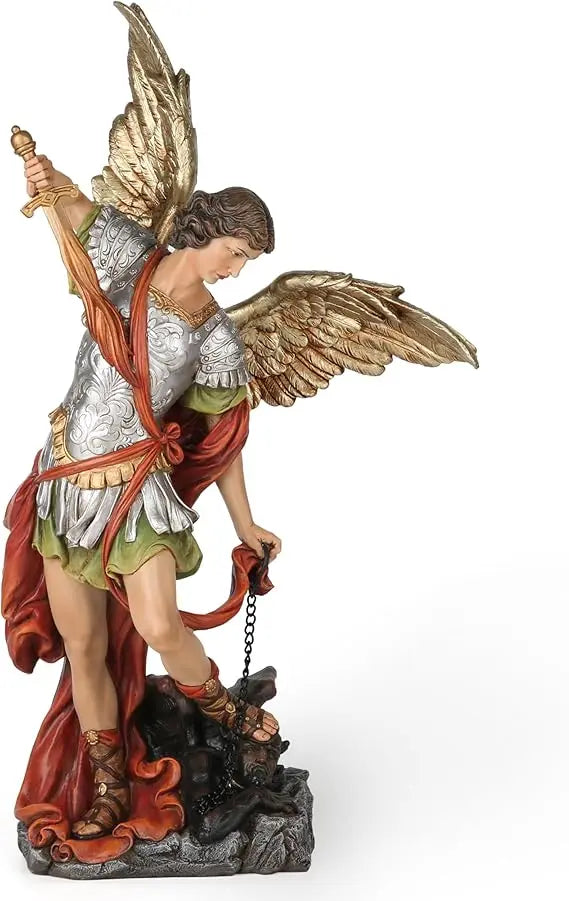 BC Catholic St. Michael Statue, 17 H Archangel Figure, Indoor Statue,Patron of Exorcism & Spiritual Defense, Collectable Figurin