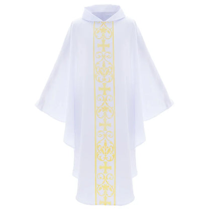 Halloween Costume Monk Church Priest Cape Cross Print Robe Dress Jesus Religion Christ Minister Clergy Men Gown Cloak for Adult