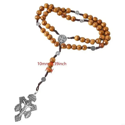 Braided Beads Chain Rosary Necklace with Pardon Crucifix Crosses Medals Pendant Christians Religious Communion Gift