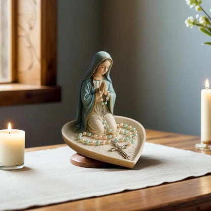 Our Lady Of Grace Statue Glossy Virgin Mary Rosary Holder Tabletop Rosary Jewelry Holder Sacred Catholic Home Decor For Dresser