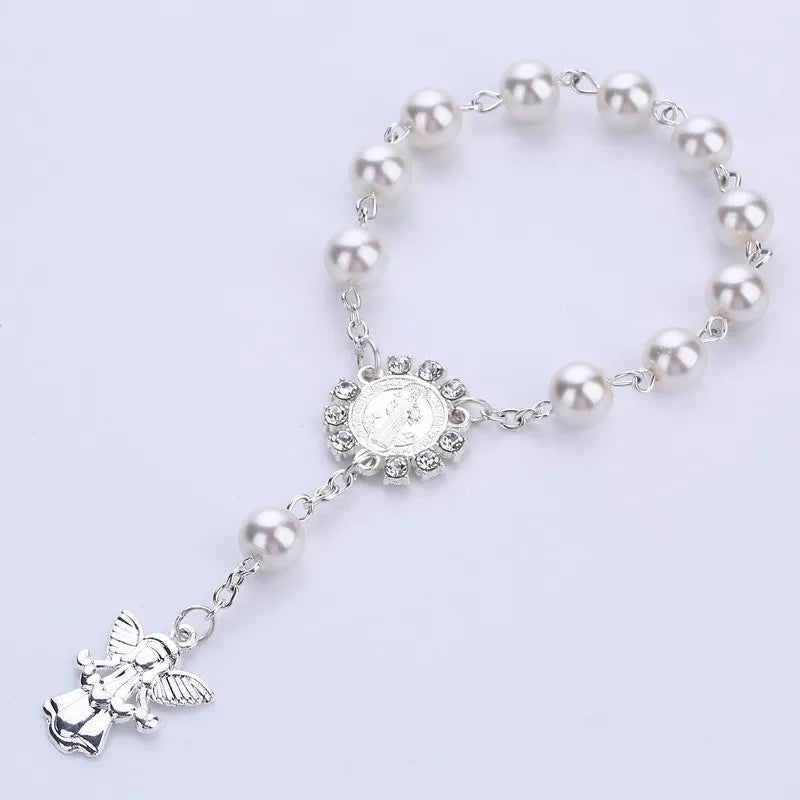 10/20/50pcs Religious Ornaments Religion Catholic Communion Cup Gift Angel Baptism Rosary Bracelet Bead