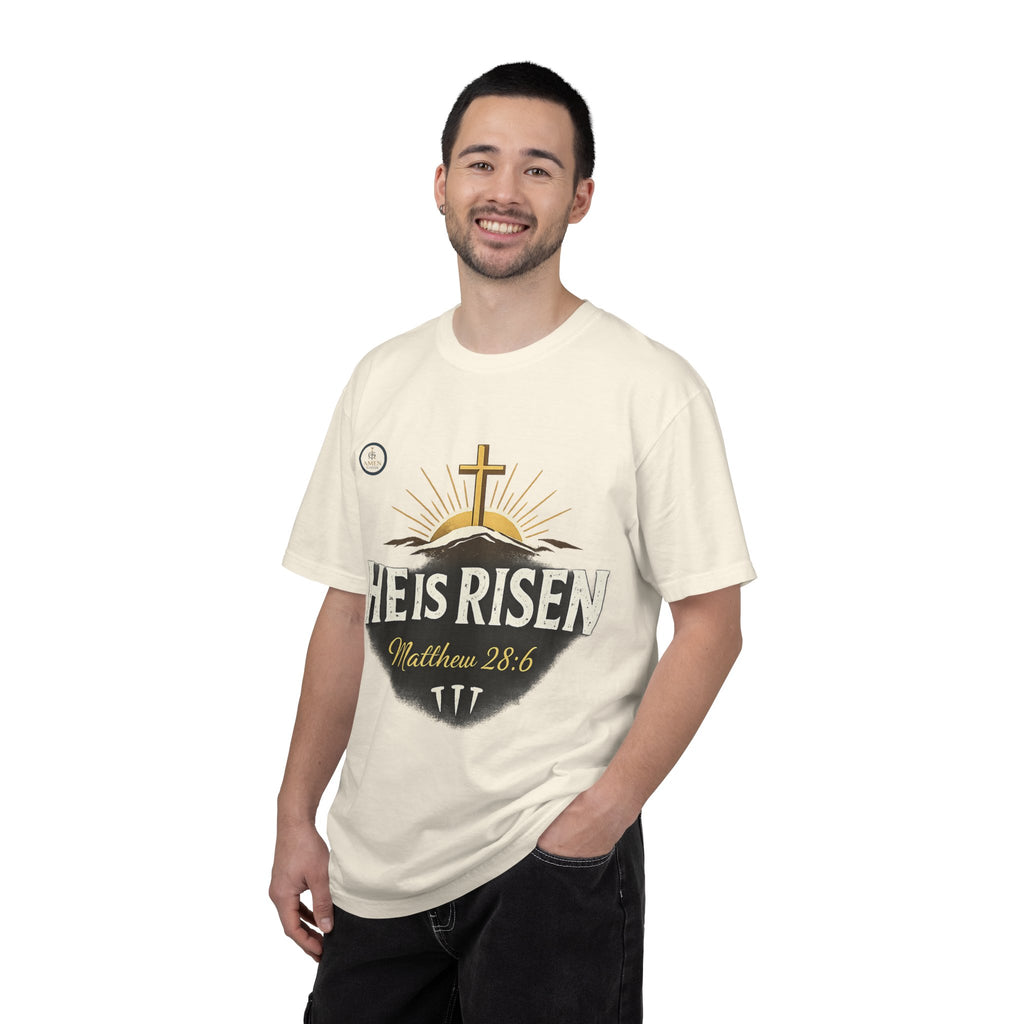He Is Risen T-Shirt — Matthew 28:6 Easter Christian Tee