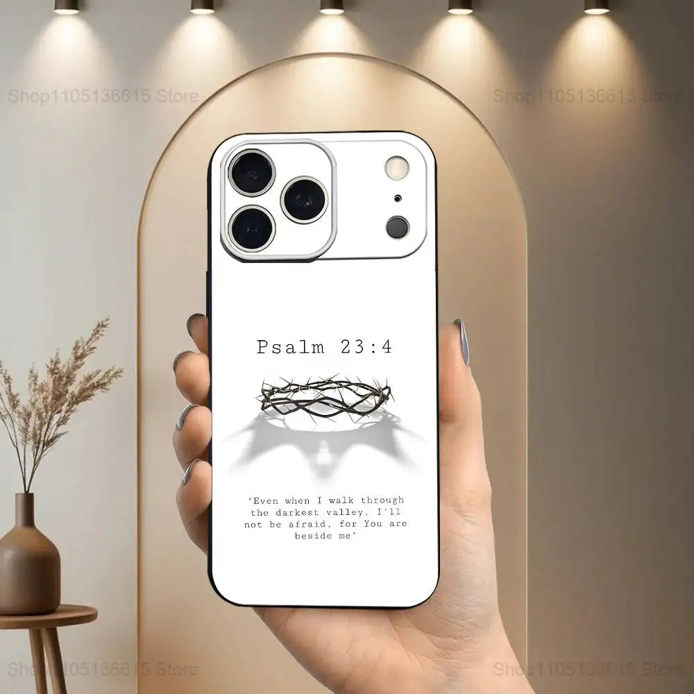 Verses Belief Jesus Bible Case For iPhone 15,16,12,14,17,13,11,Plus,Pro Max,8,7,XR,SE,XS,X,Mini,Soft Silicone Black