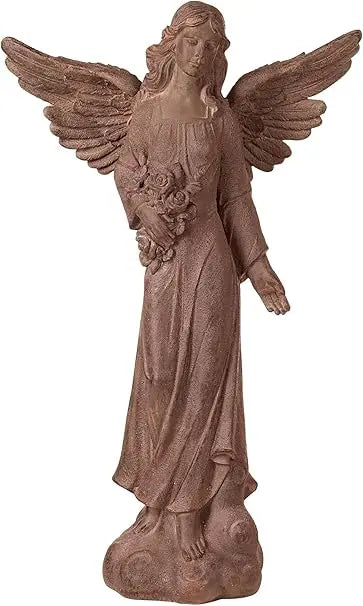 Large Tall English Tudor Angel Garden Statue Sculpture Catholic Religious Holy Decor Outdoor Garden Front Porch