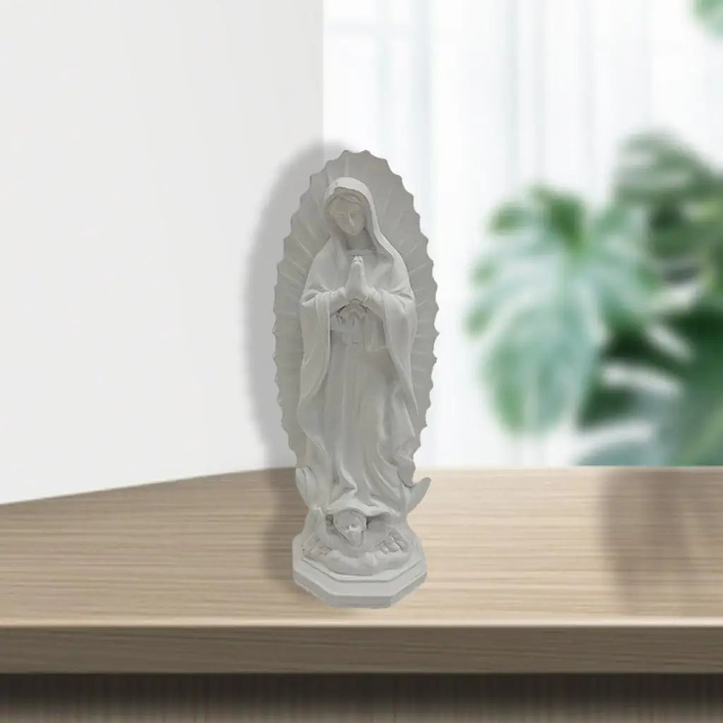 Resin Mary Statue Figure Blessed Mother Ornament Figurine Handmade for Patio Wedding Gift Tabletop Outdoor Decor