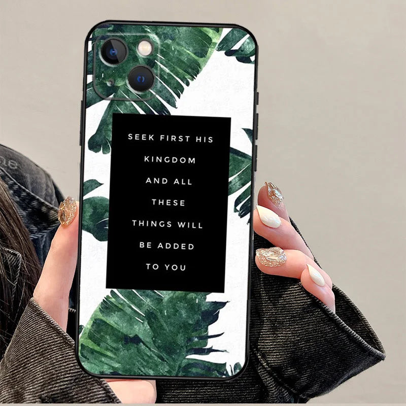 Bible Jesus Christ Christian Quotes Phone Case For iPhone 17 Pro Max 11 14 15 16 Pro Max 12 13 mini 16 Plus 16e 17 Air Cover