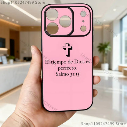Spanish Jesus Bible Verse Phone Case For iPhone 17,16,15,14,13,12,Pro,Max,Plus,E,SE4,Air,Mini Black Soft Box