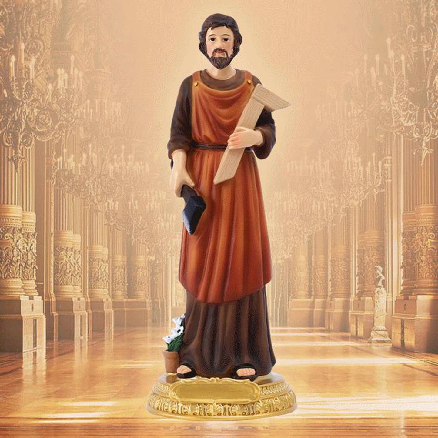 Saint Joseph Carrying Child Jesus Statues Religious Figurines Resin Model Sculpture St. Joseph God Christ Church Desk Décor
