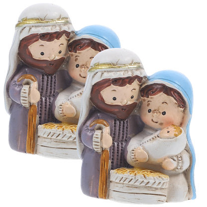 2 Pcs Catholic Christmas Ornament Resin Statue Ornaments Festive Decoration Jesuss