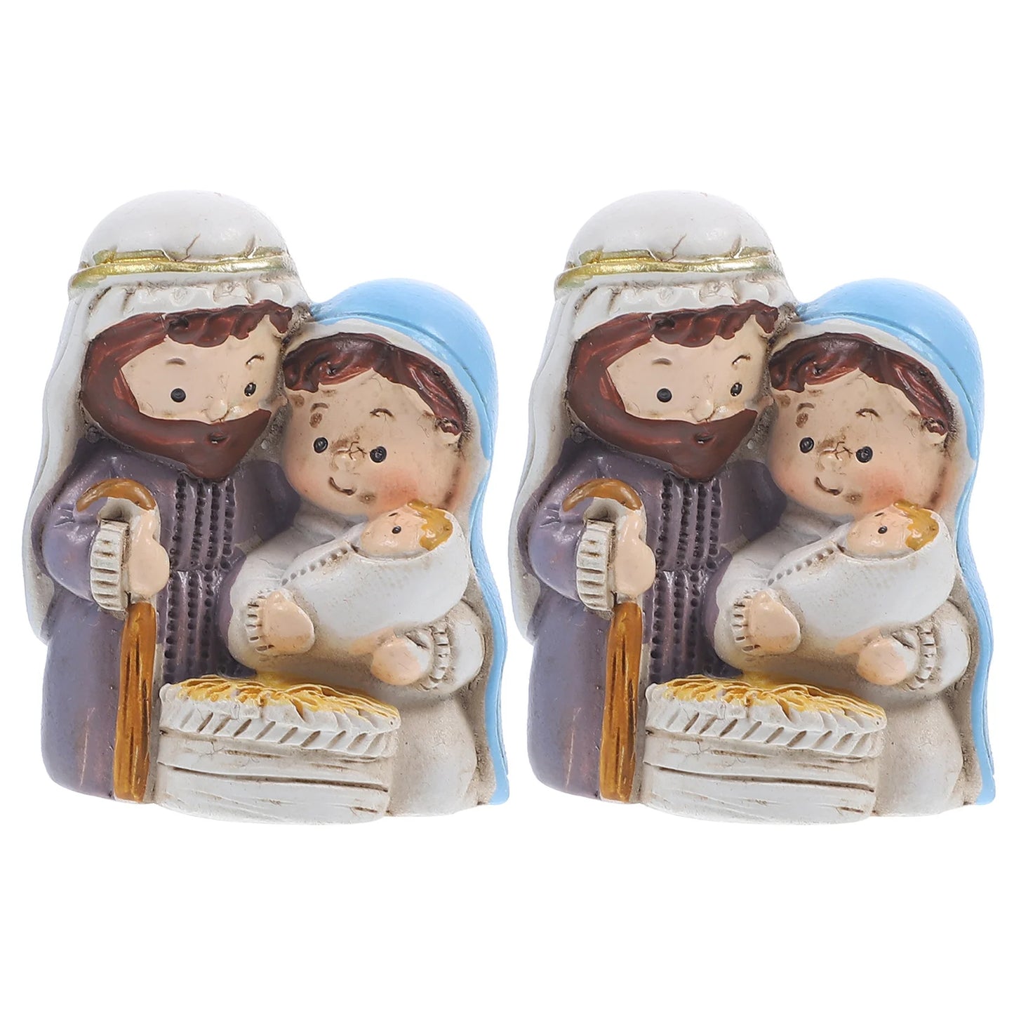 2 Pcs Catholic Christmas Ornament Resin Statue Ornaments Festive Decoration Jesuss