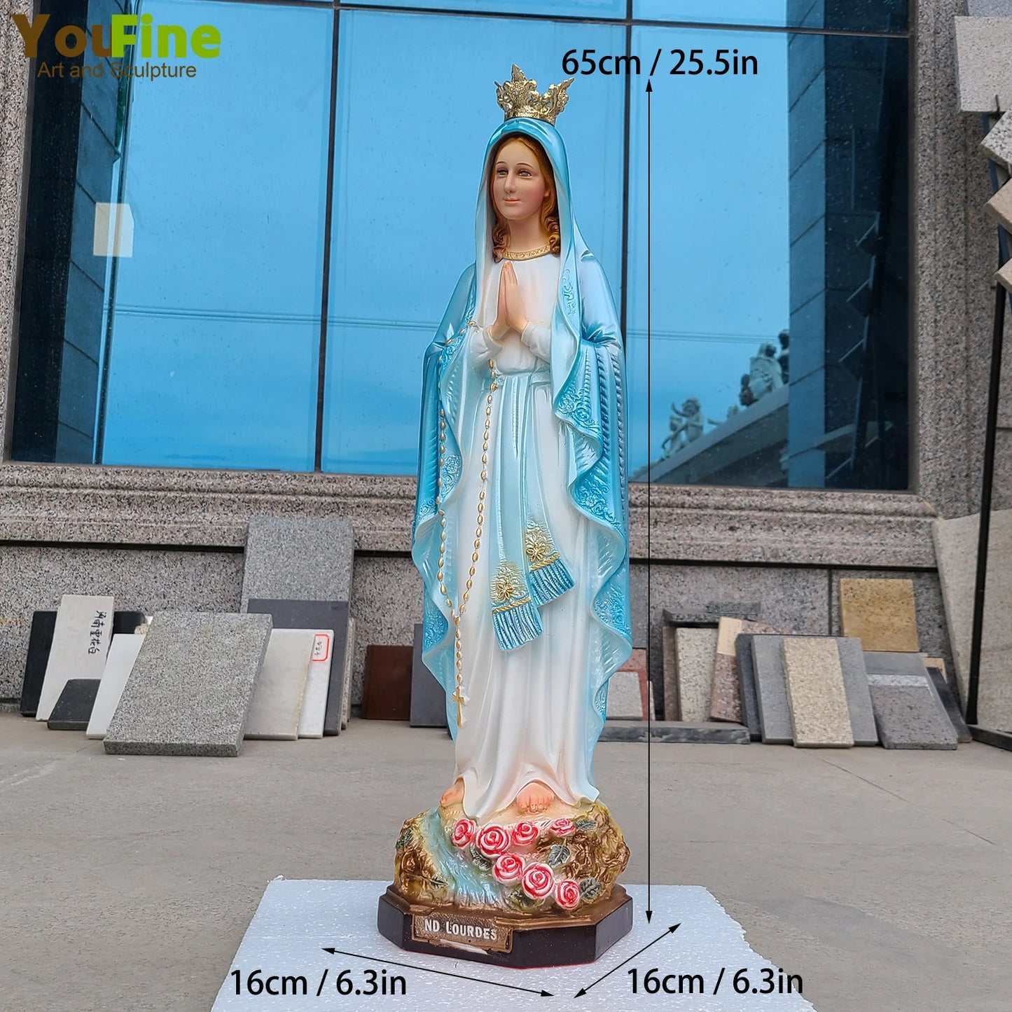 65cm Our Lady Of N.D.Lourdes Resin Statue Catholic Religious Statues Of Mary Our Lady Lourdes Resin Sculpture For Home Decor