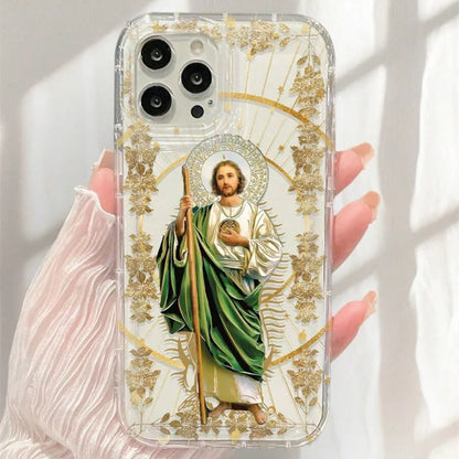 Saint Jesus Print Clear Phone Case For IPhone 16 16E 15 14 13 11 12 Pro Max X XS XR 7 8 16 Plus SE2020 Shockproof Soft TPU Cover