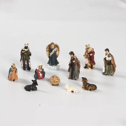 11pcs/set Christ Birth Of Jesus Ornament Nativity Scene Manger Decor Catholic Statue Merry Christmas Manger Scene Xmas Model