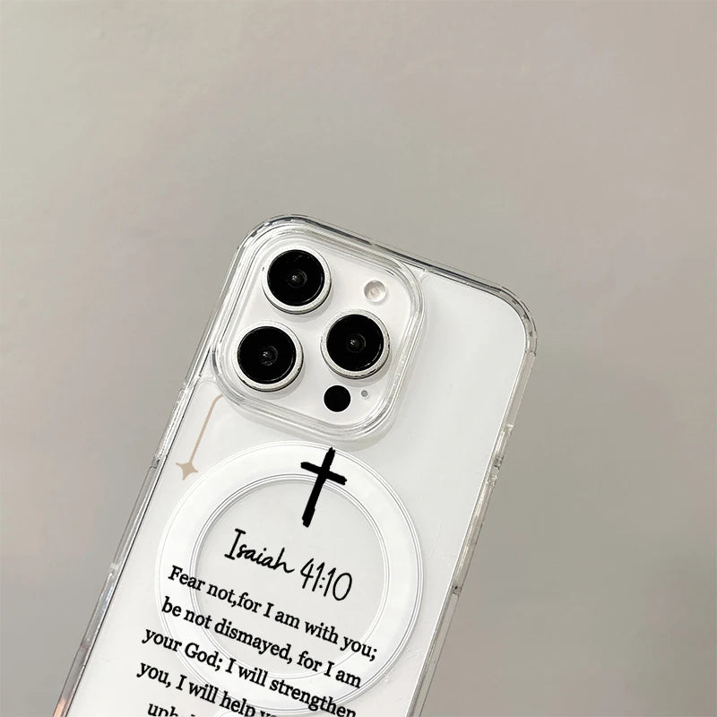 Christian Wireless Charging Case for iPhone 17 Air 16 E 15 14 Plus 13 12 Mini 11 Pro Max Transparent Silicone Religion Cover