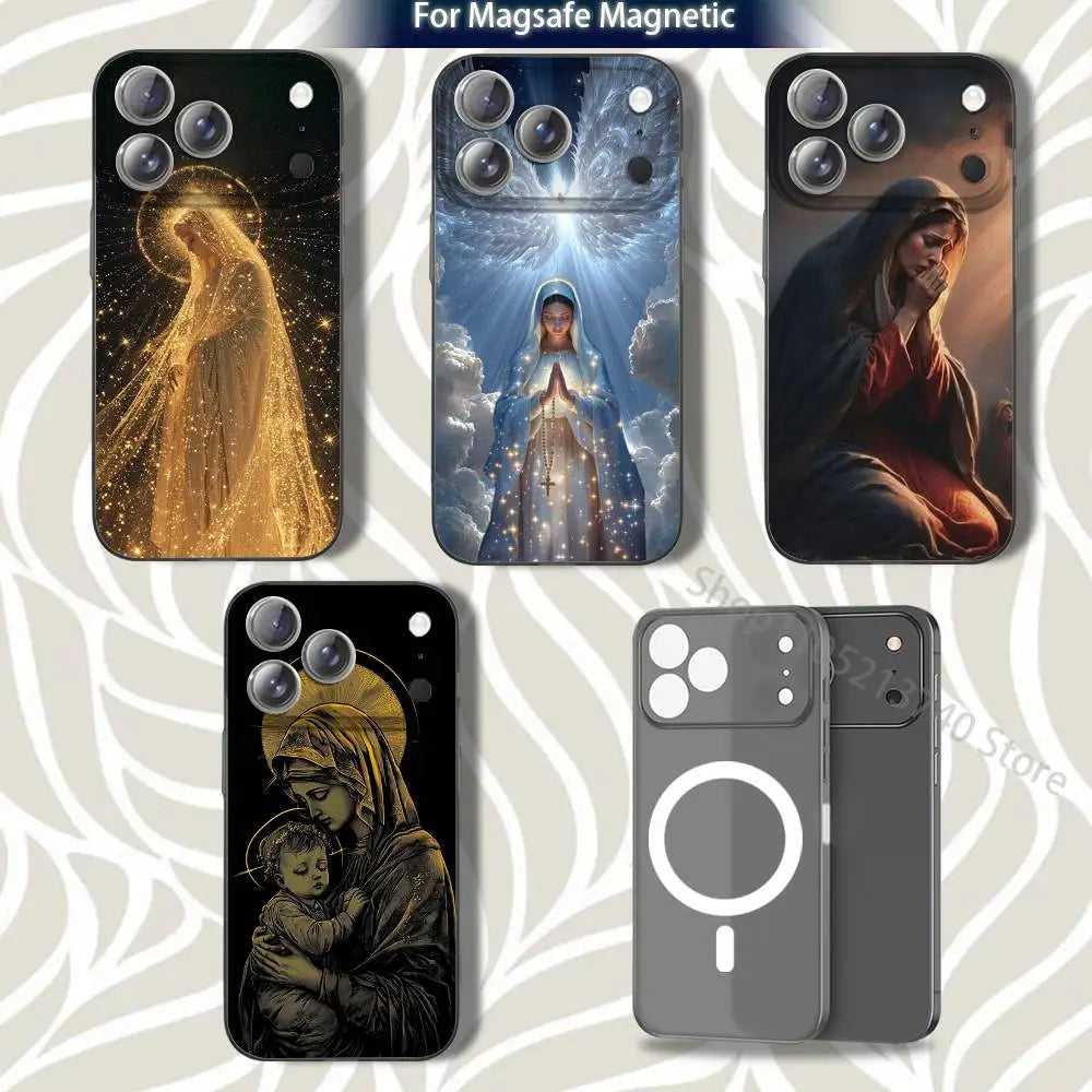 V-Virgen Mary B-BibleS Phone Case For iPhone 16,14,11,17,13,15,12,Air,Plus,Pro,Max,E,Mini Frosted for MagSafe Magnetic Grey