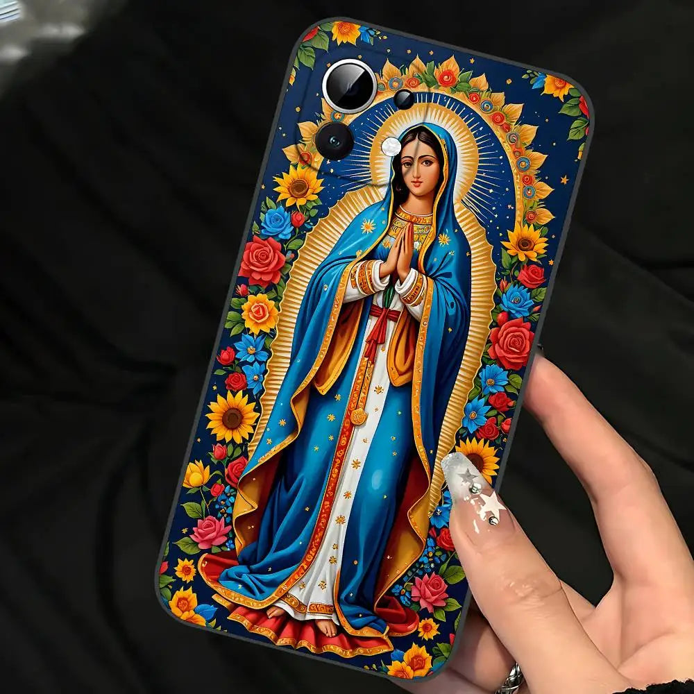 Virgin De Guadalupe Virgen Mary Slim Black Phone Case: Snug Fit For Xiaomi 12,11,12S Ultra & Redmi Note 11,10T,9,9A,8Pro,8T,5G
