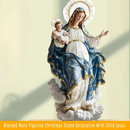 Virgin Mary & Infant Jesus Statue Christmas Nativity Scene Desktop Decorative Ornament