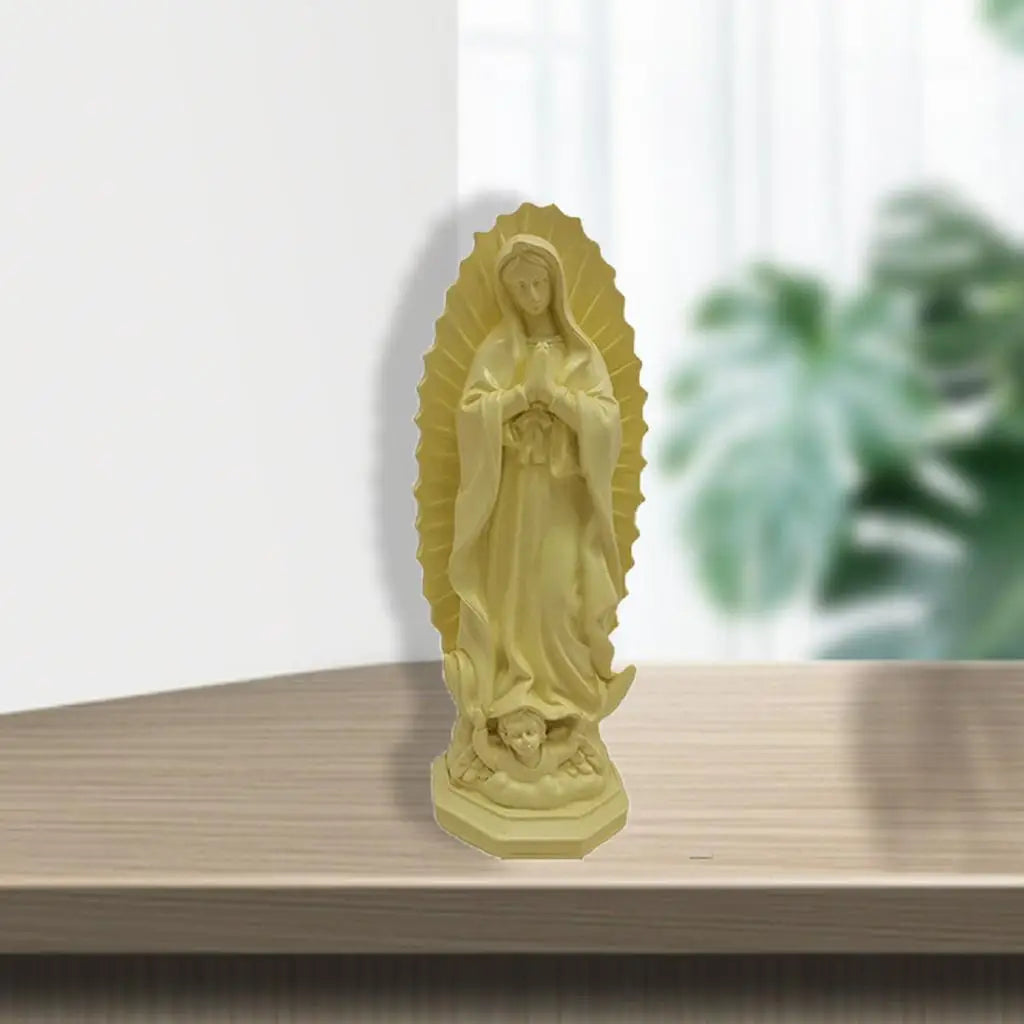 Resin Mary Statue Figure Blessed Mother Ornament Figurine Handmade for Patio Wedding Gift Tabletop Outdoor Decor