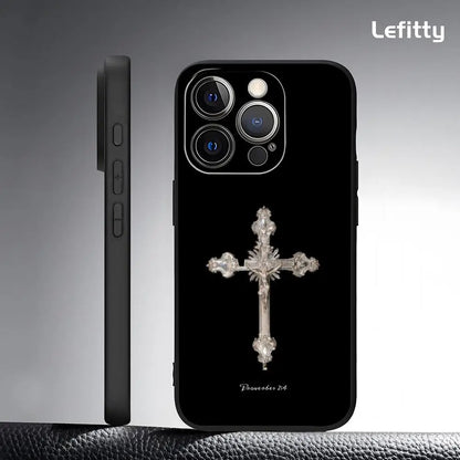Simple Orthodox Cross Phone Case For IPhone 17 16 15 14 13 12 11 Pro Max Plus Mini Black Frosted Soft Shell Funda