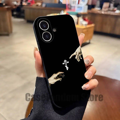 Orthodox Cross Icon Jesus God Phone Case For iPhone 17,16,15,14,13,12,11,Pro,Max,Plus Black Shockproof Soft Cover