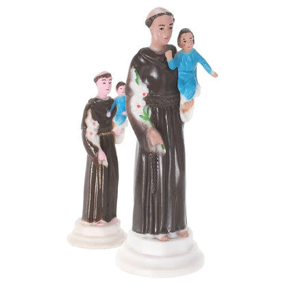 2Pcs Catholic Religious Ornament European Style Holy Sculpture Handmade Jesus Statue for Shelf Table Desktop Home Church