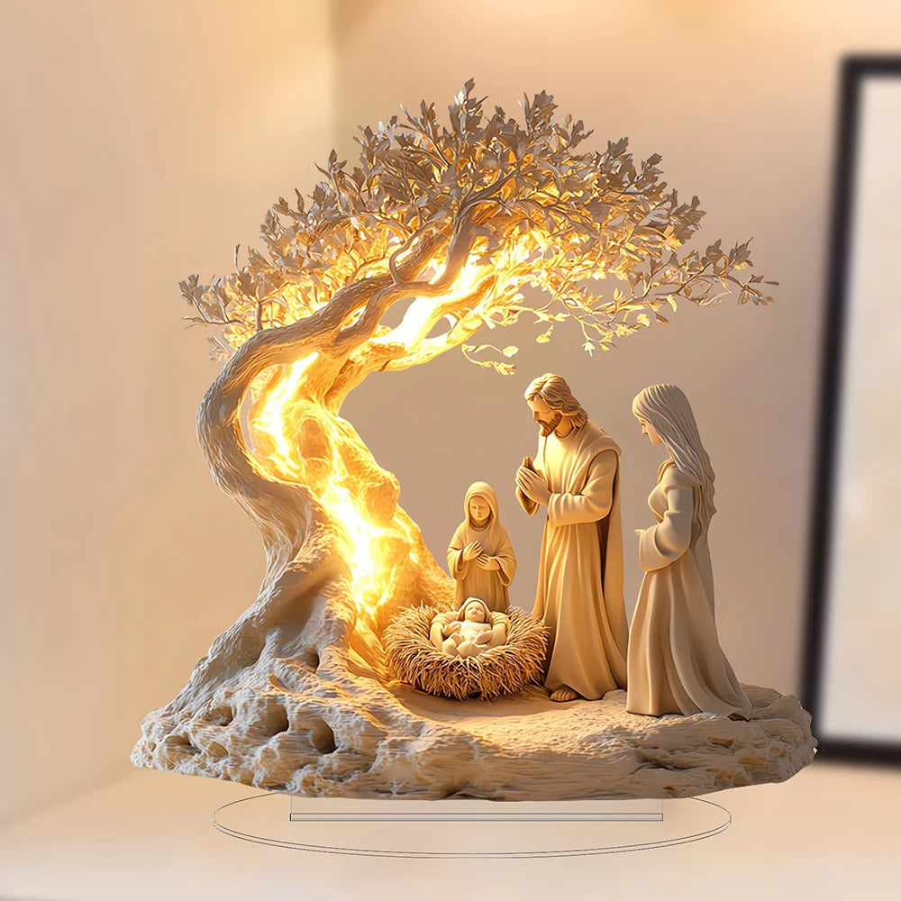 Desktop Decoration Family Statue Tree Of Life Newborn Acrylic Desktop Decoration Ornament 2D Flat Desktop Decorative Suppiles