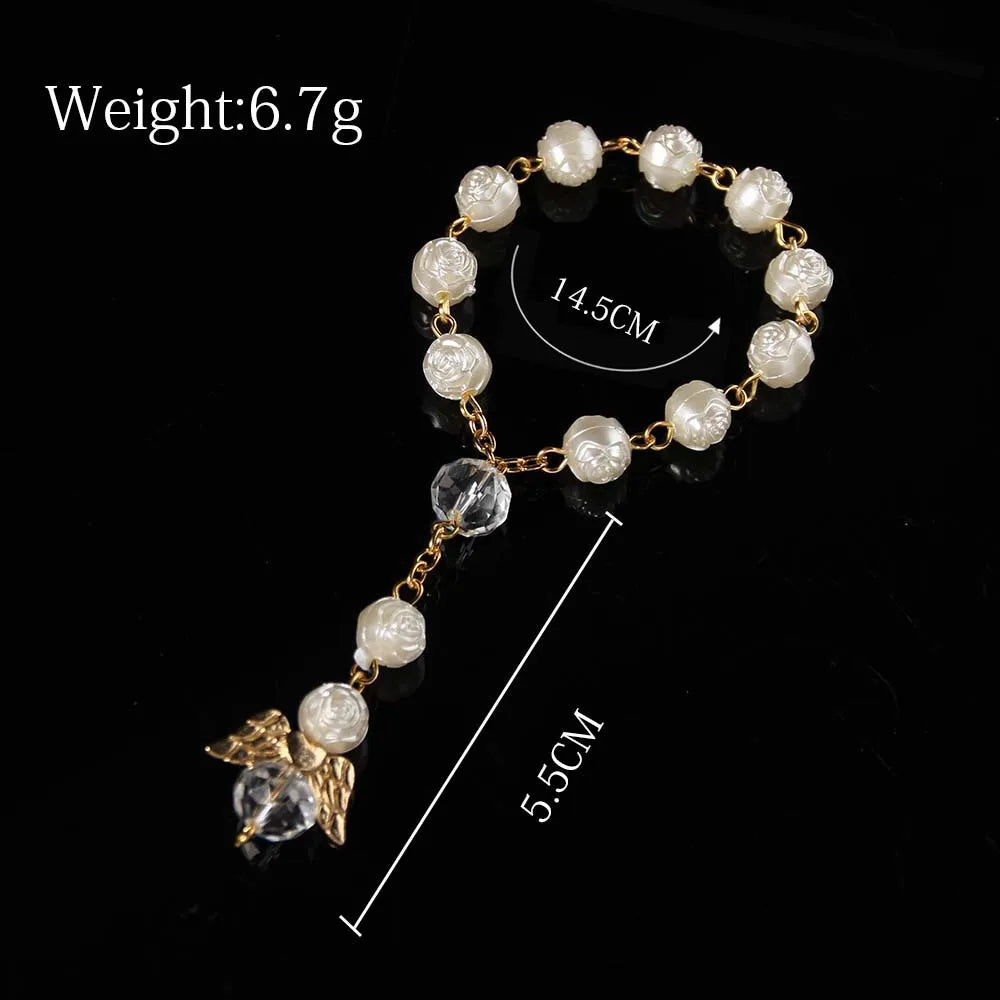 10/20/50pcs Religious Ornaments Religion Catholic Communion Cup Gift Angel Baptism Rosary Bracelet Bead