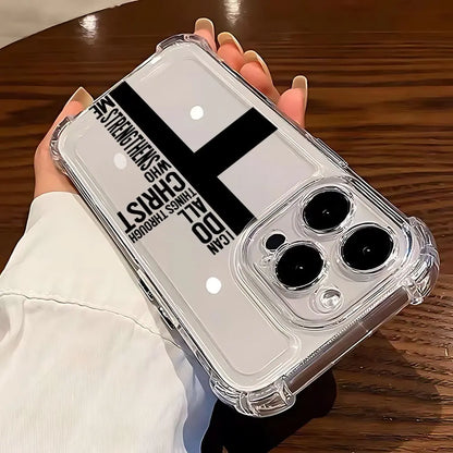Bible Cross Transparent Anti Drop Phone Case Suitable for iPhone 17 16 15 14 13 12 11 Pro/Max/Plus Anti Shock Back Cover