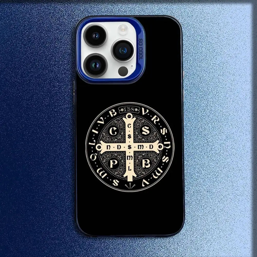 Orthodox Cross Icon Church Phone Case For iPhone 16,15,14,13,12,11,Mini,Pro,E,MAX Blue Candy Matte Shockproof Cover