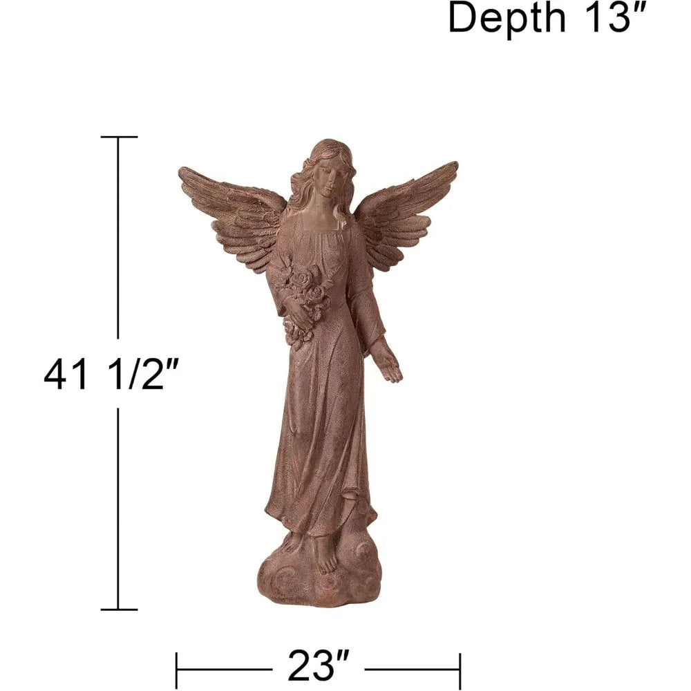 Large Tall English Tudor Angel Garden Statue Sculpture Catholic Religious Holy Decor Outdoor Garden Front Porch