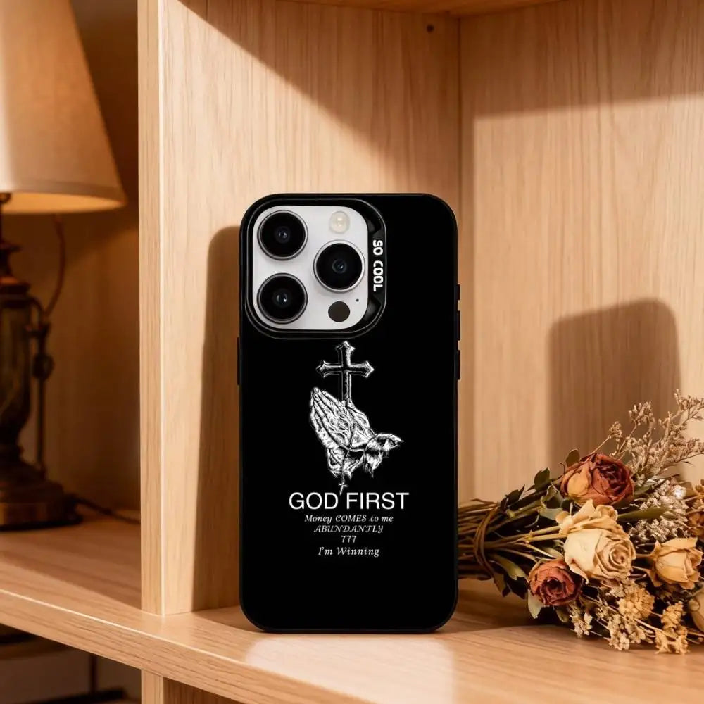 Orthodox Christian Cross Icon   Phone Case For iPhone17,16,15,14,13,12,11 Plus,Pro Max Black Candy silver phone case