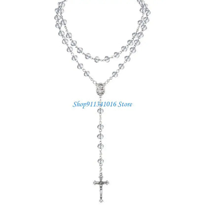 Crystal Beads Rosary Catholic Necklace Rosary First Communion Rosary Gift