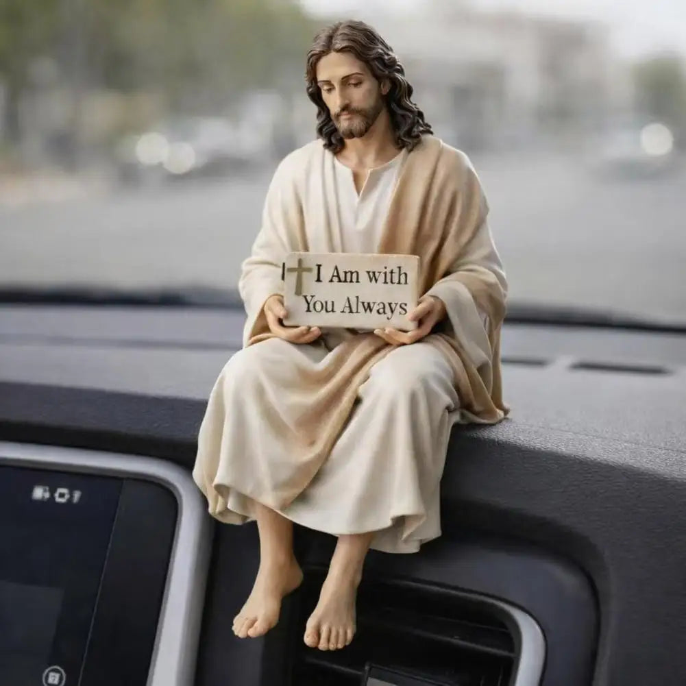 Jesus Figurine Baby Jesus Statue Handmade Jesus Resin Desk Figurine Hand Painted Christian Statue for Car Dashboard Home Office