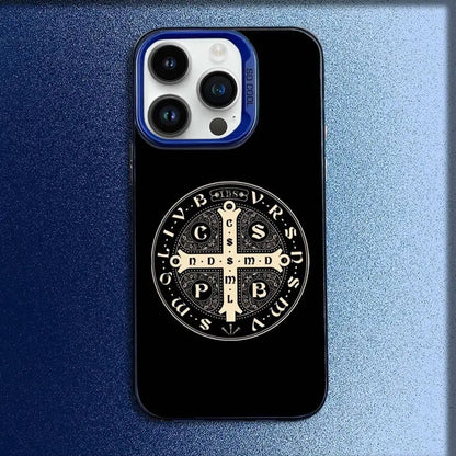 Orthodox Cross Icon Church Phone Case For iPhone 16,15,14,13,12,11,Mini,Pro,E,MAX Blue Candy Matte Shockproof Cover