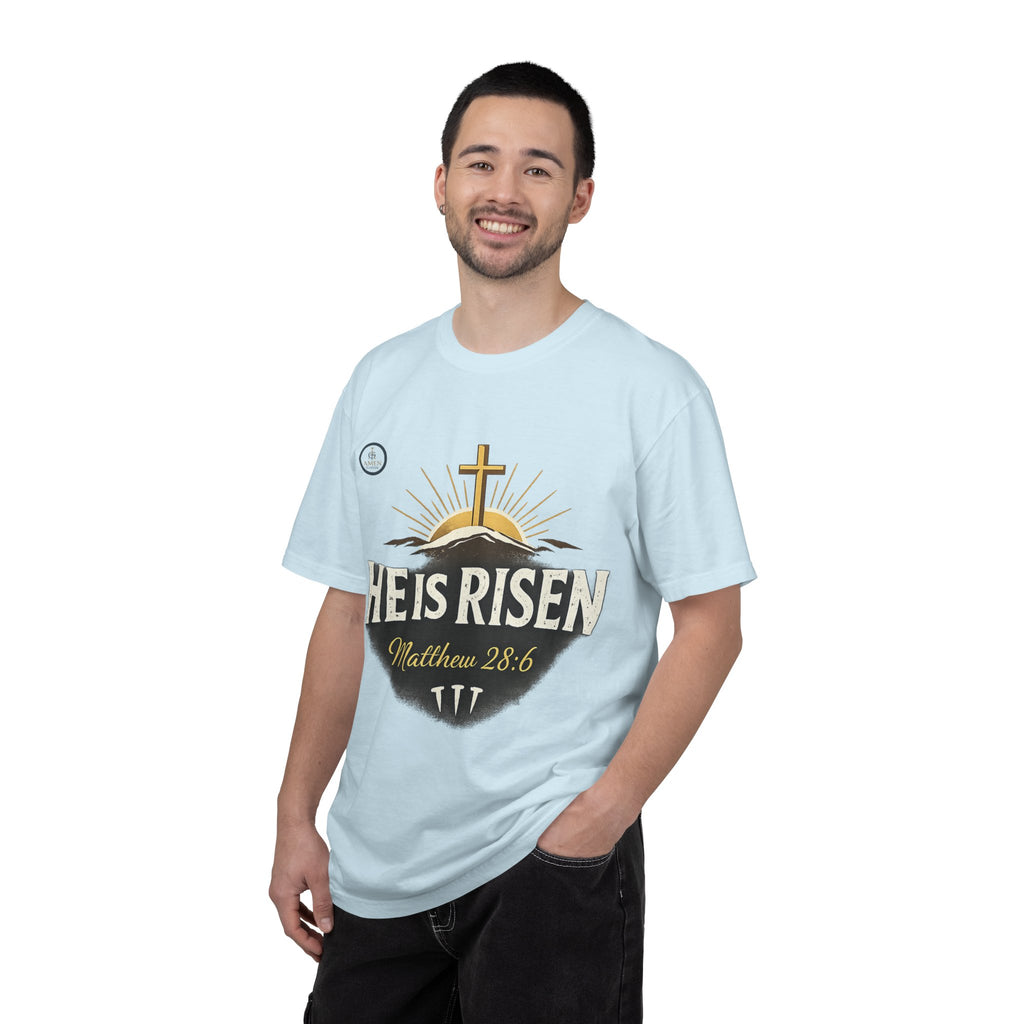 He Is Risen T-Shirt — Matthew 28:6 Easter Christian Tee