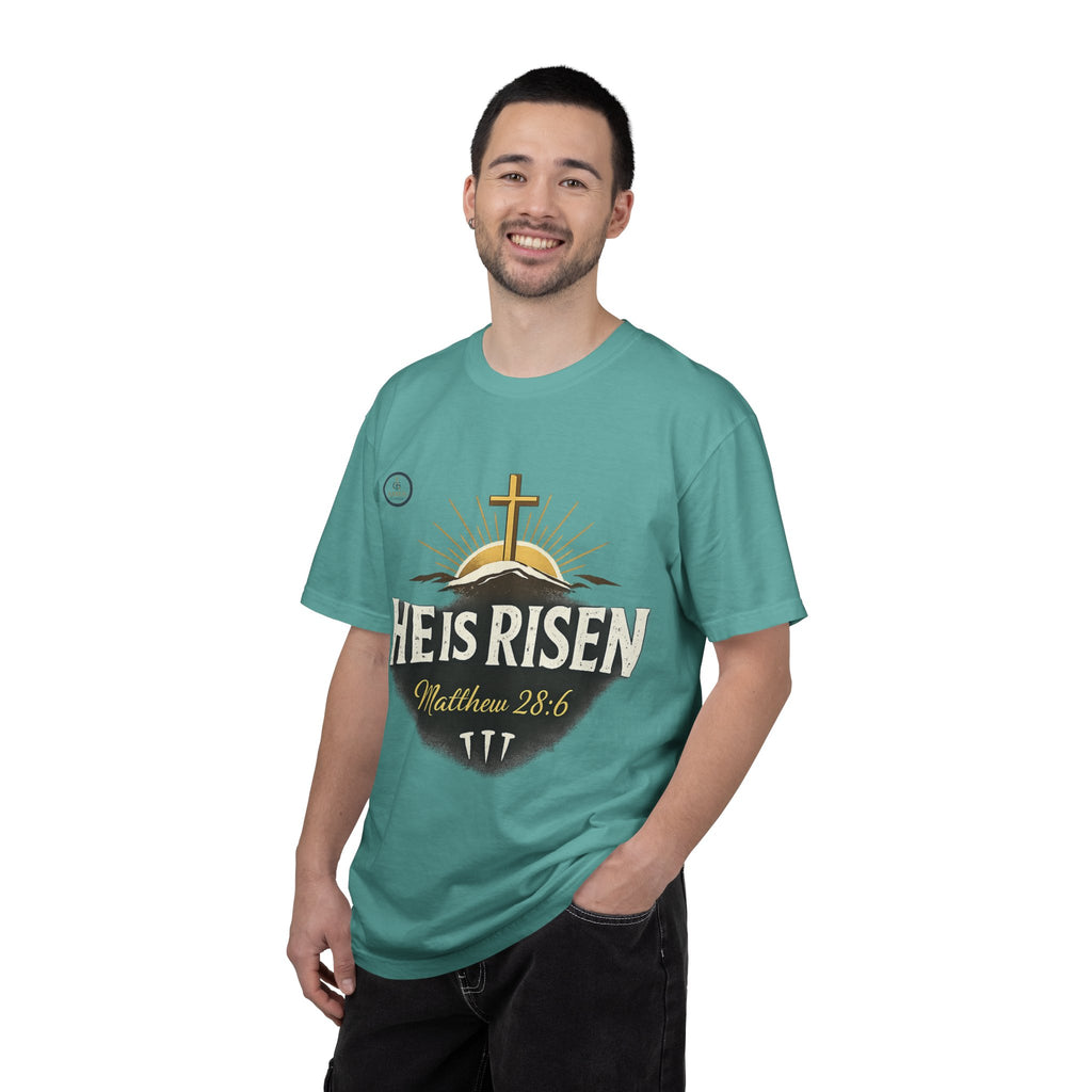 He Is Risen T-Shirt — Matthew 28:6 Easter Christian Tee