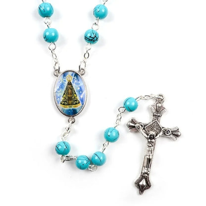 6mm Acrylic Glass Beads Rosary Necklace with Pearl Our Father Beads with Virgin Mary Boys and Girls