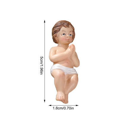 Baby Jesus in Manger Figurine Resin Christmas Nativity Holiday Gifts Crafts Christian Holy Baby Catholic Figures Jesu Statuette