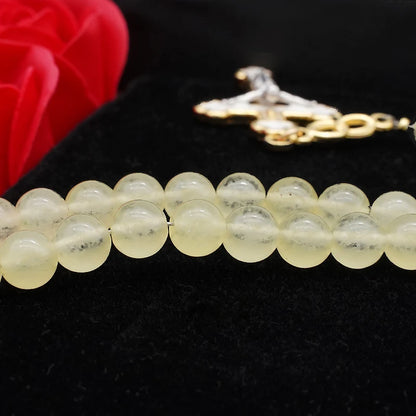 Citrine Marriage Virgin Mary Rose Rosary Catholic Relic chapelet catholique Crystal jesus cross necklace religious jewelry Gifts
