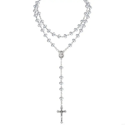 Crystal Beads Rosary Catholic Necklace Rosary First Communion Rosary Gift X3UC