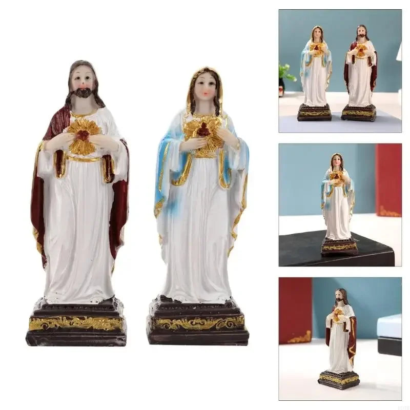 Sacred Mother Holy Father Sculpture Resins Figurine Christian Statue Collectible Ornament Catholic Religious Gift 87HA