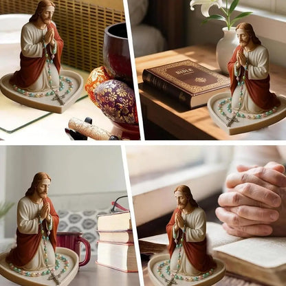 Our Lady Of Grace Statue Glossy Virgin Mary Rosary Holder Tabletop Rosary Jewelry Holder Sacred Catholic Home Decor For Dresser