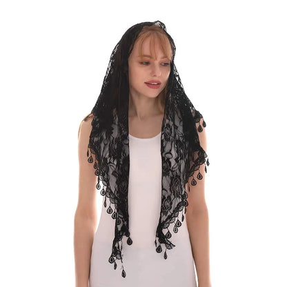White Women Spanish Mantilla Lace Catholic Veil Chapel Scarf for Church Shawl Head Covering Scarf Mass Shawl Muslim Woman Veil