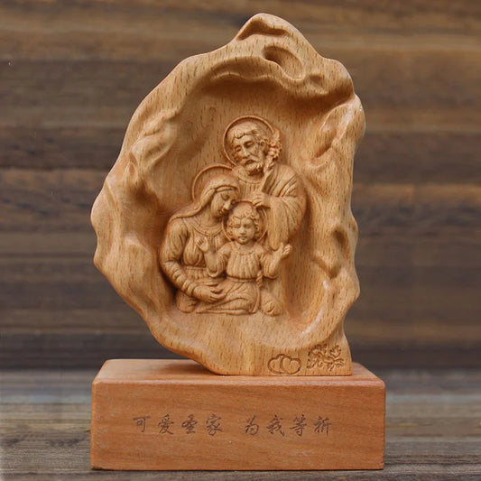 Solid Wood Carving of Our Lady of God, Saint Joseph Statues, Catholic Christ, Jesus Ornament, Home Decor Crafts, Church Suppli