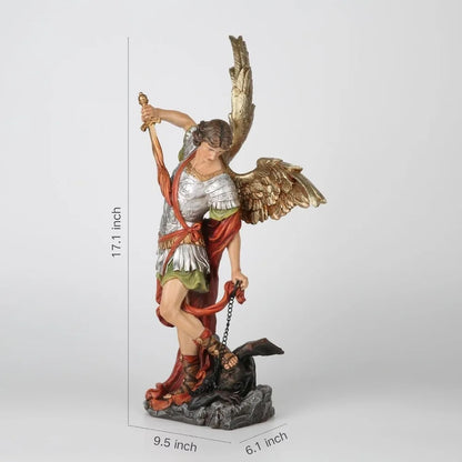 BC Catholic St. Michael Statue, 17 H Archangel Figure, Indoor Statue,Patron of Exorcism & Spiritual Defense, Collectable Figurin