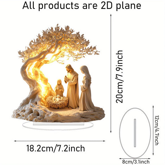 Desktop Decoration Family Statue Tree Of Life Newborn Acrylic Desktop Decoration Ornament 2D Flat Desktop Decorative Suppiles