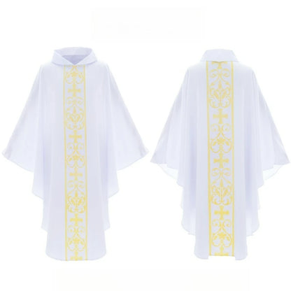 Halloween Costume Monk Church Priest Cape Cross Print Robe Dress Jesus Religion Christ Minister Clergy Men Gown Cloak for Adult